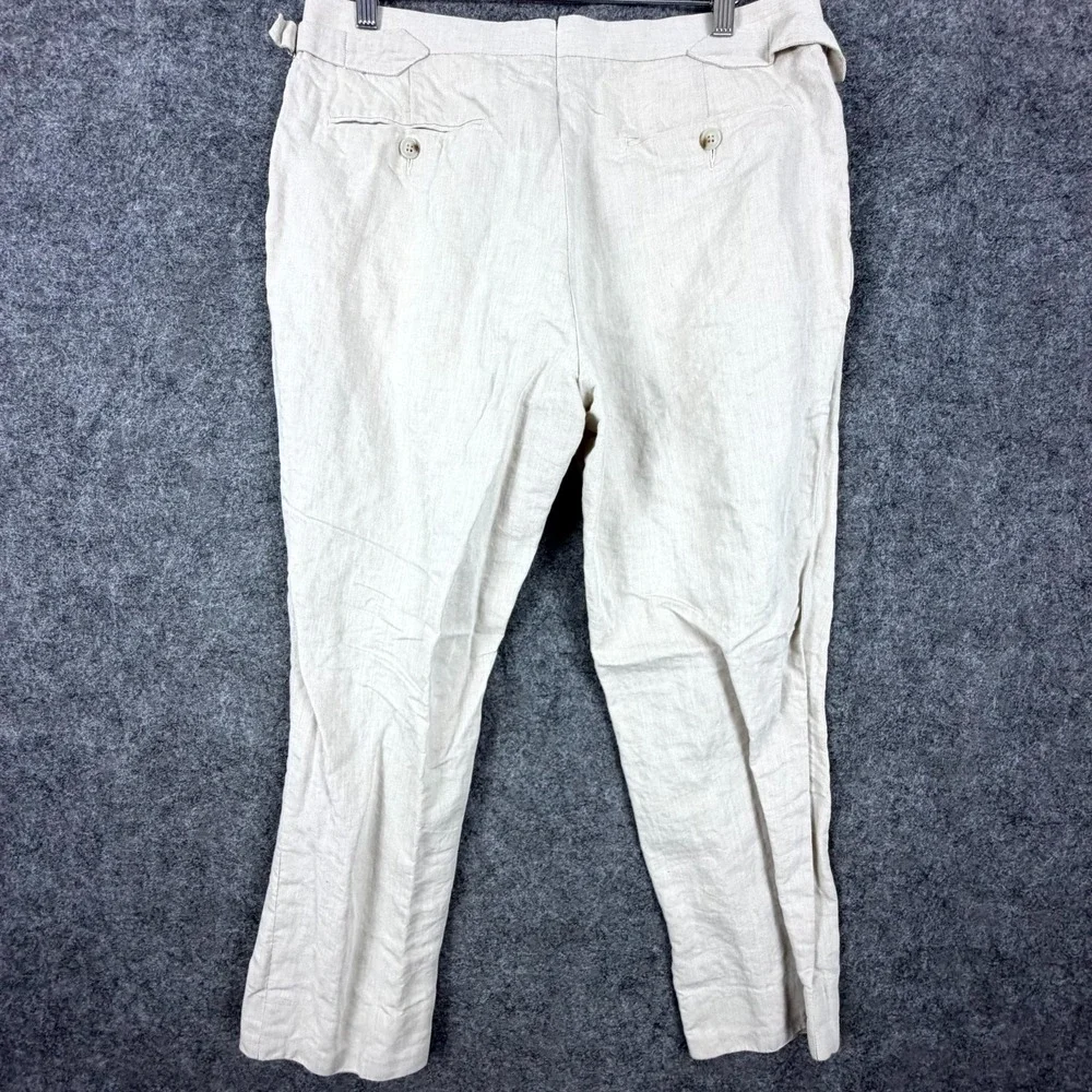 Suitsupply Dress Pants Mens 34 Beige Linen Cotton Mid Rise Flat Front Business
